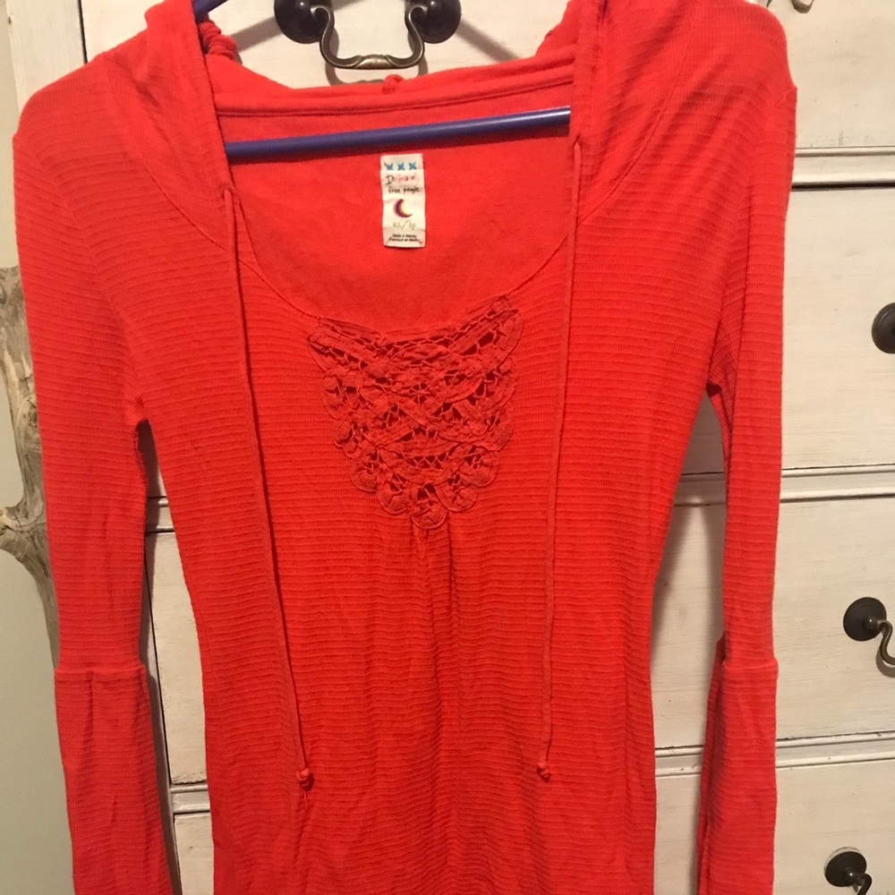 NWOT Intimately Free People Bell Sleeve Hooded Top
